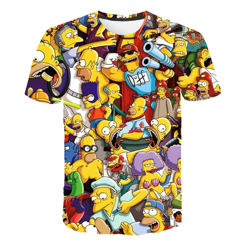Disney Simpsons T Shirts Cartoon Anime Simpson 3D Print Streetwear Men Women Fashion Oversized T Shirt - The Simpsons Store