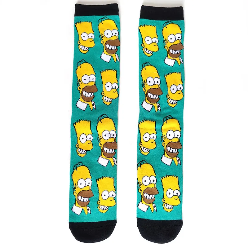 Simpsons Cartoon Anime Funny Socks Men Hip Hop Print Novelty Crazy Sokken Hip Hop Unisex Comfortable 2 - The Simpsons Store