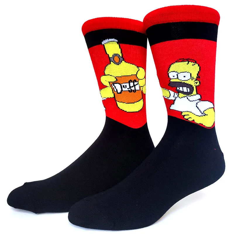 Simpsons Cartoon Anime Funny Socks Men Hip Hop Print Novelty Crazy Sokken Hip Hop Unisex Comfortable 3 - The Simpsons Store