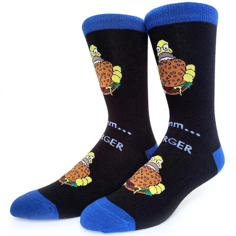 Simpsons Cartoon Anime Funny Socks Men Hip Hop Print Novelty Crazy Sokken Hip Hop Unisex Comfortable 5 - The Simpsons Store