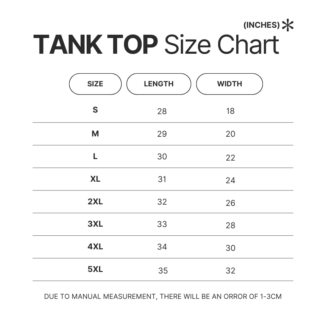 Tank Top Size Chart - The Simpsons Merchandise