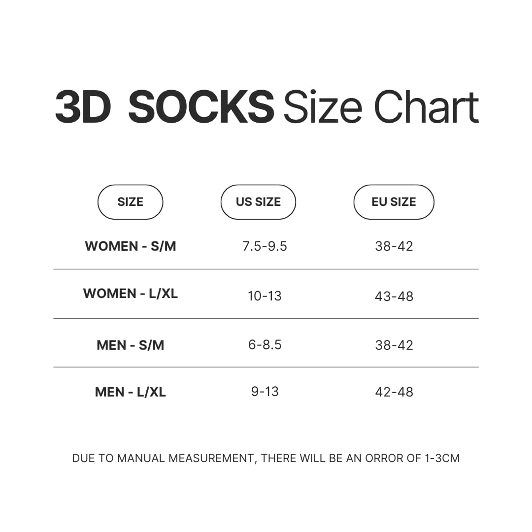 3D Socks Size Chart - The Simpsons Merchandise
