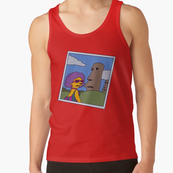 Retro Simpsons Selma Easter Island Humor Parody Available Size Tank Top - Image 5