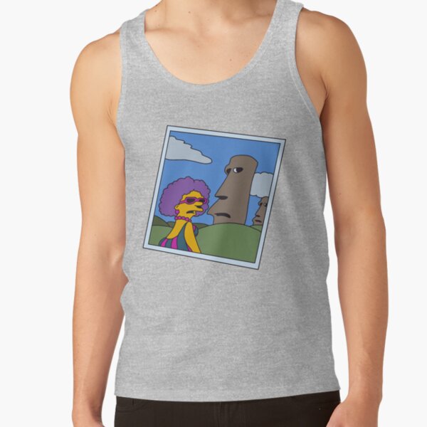 Retro Simpsons Selma Easter Island Humor Parody Available Size Tank Top - Image 4