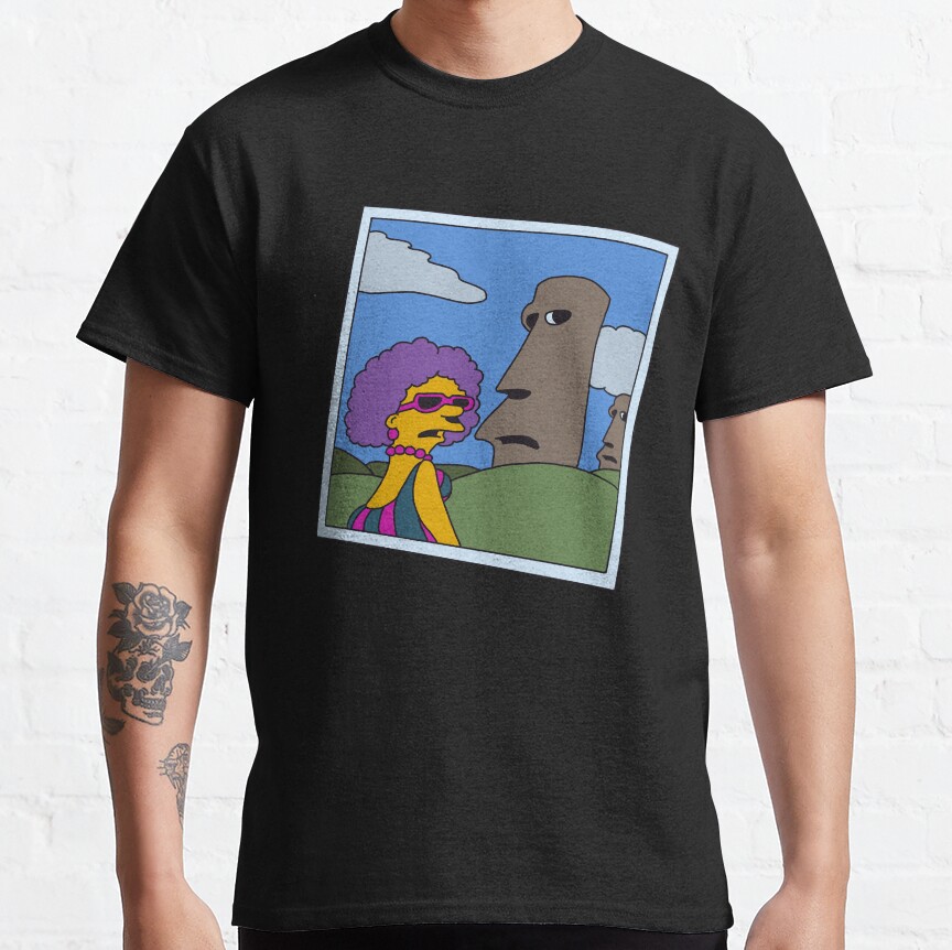 Retro Simpsons Selma Easter Island Humor Parody Available Size T-shirt