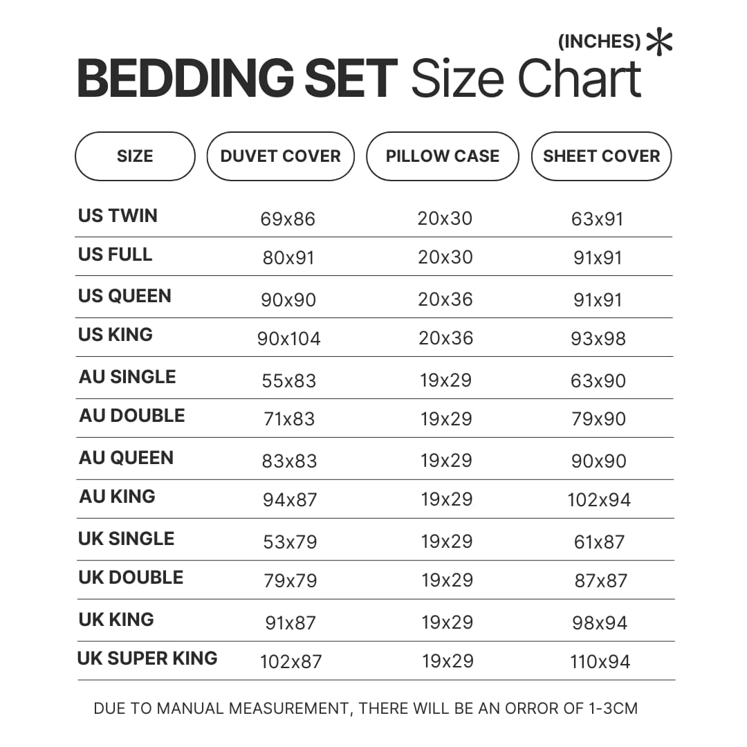 Bedding Set Size Chart - The Simpsons Store